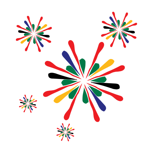 Colorful starburst pattern in pan-African colors
